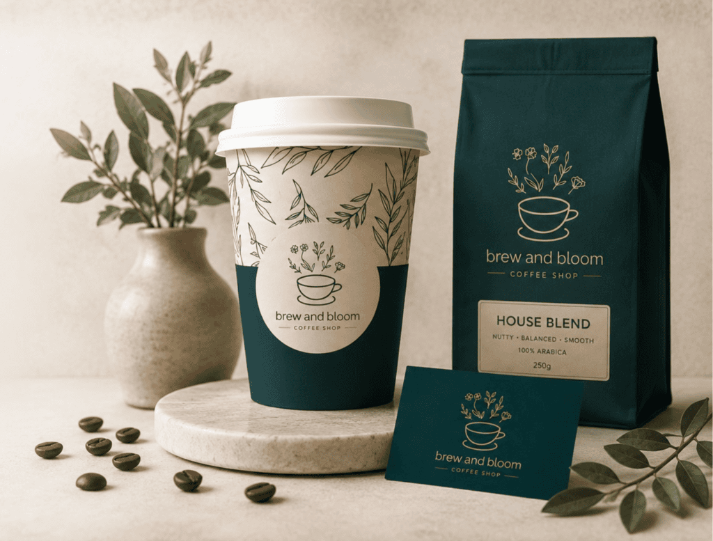 Brew and Bloom Coffee Shop Branding and Website