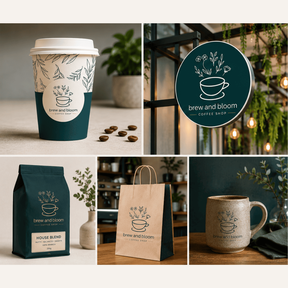 Brew and Bloom Coffee brand mockups