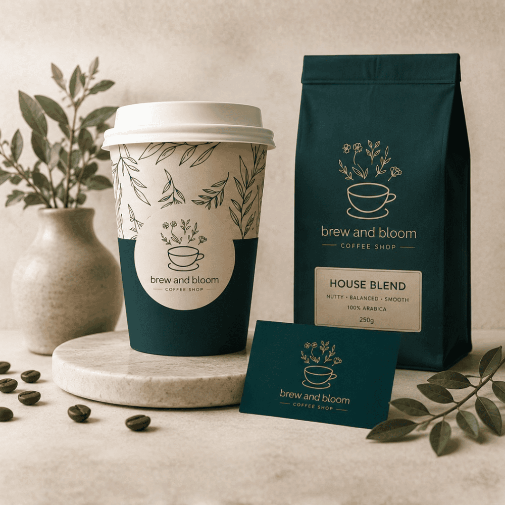 Brew and Bloom Coffee packaging design