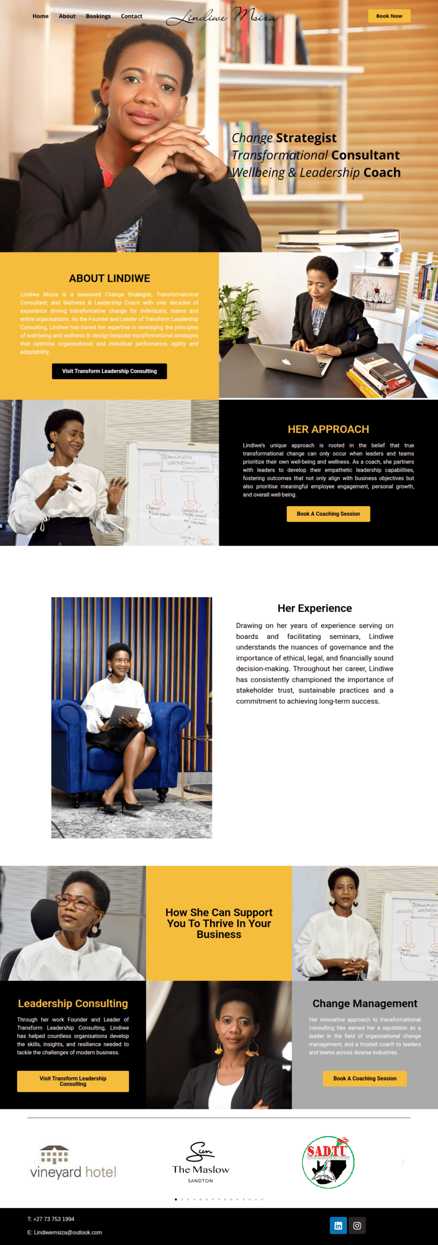 Lindiwe Msiza leadership coaching one-page website
