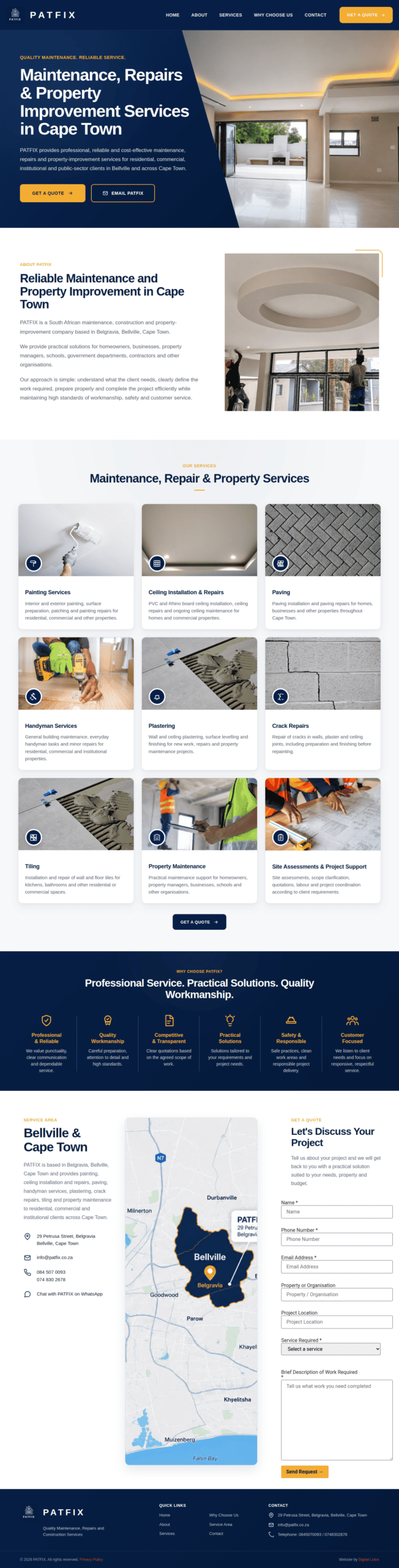 Patfix one-page handyman website